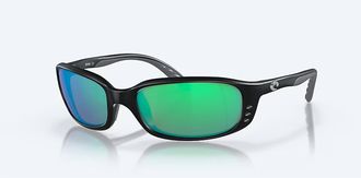 Costa Unisex Brine Polarized Sunglasses In Matte Black Frame Green Mirror Glass