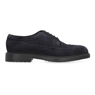 Doucal's Laced Shoes, male, Blue, 9 UK, Suede Lace-up Shoes