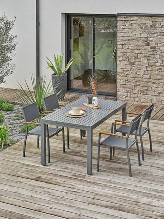 DCB Garden Conjunto de comedor de jard&iacute;n de 4 plazas - gris antracita