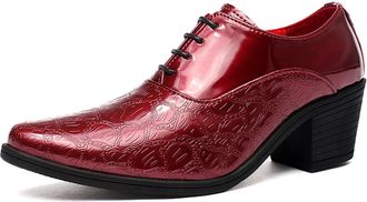 Generic Mens Patent Leather Lace up Block Heel Oxford Shoes Pointed Toe Chunky Low Heel Business Dress Loafers Business Derby Shoes Office Prom Evening Weddin