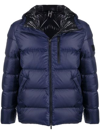Hogan short down-padded jacket - men - Feather Down/Polyamide/Polyamide/Polypropylene - L - Blue