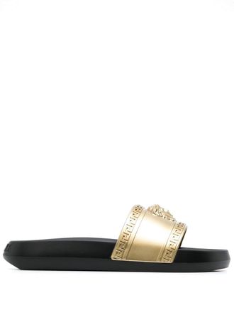 Versace Palazzo slippers met Medusaplakkaat - Goud