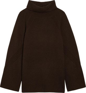 Joseph Lotus Roll-neck Cashmere Jumper - Brown - S (UK8-10 / S)
