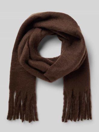 Pieces Schal mit langen Fransen Modell NIKITA in Dunkelbraun, Gr&ouml;&szlig;e 1