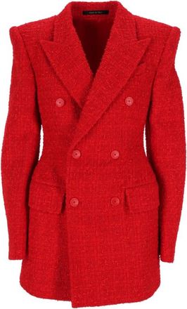 Balenciaga Rode Tweed Blazer Jas Dames Jas - Dames - Blazers - Rood - XS - Tweed - Jassen