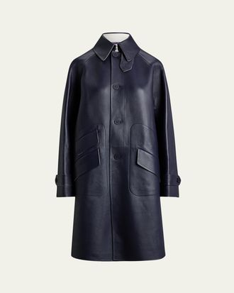 Ralph Lauren Collection Ottis Leather Single-Breasted Trench Coat