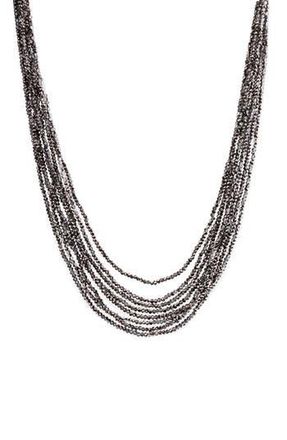 Saachi Multi Strand Short Crystal Necklace in Gunmetal at Nordstrom Rack