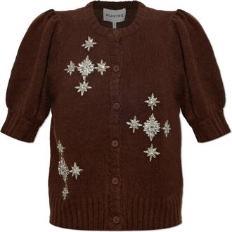 Munthe Cardigan Vocca - Dames - Vesten - Bruin - 2XL - Wol - Truien & Vesten
