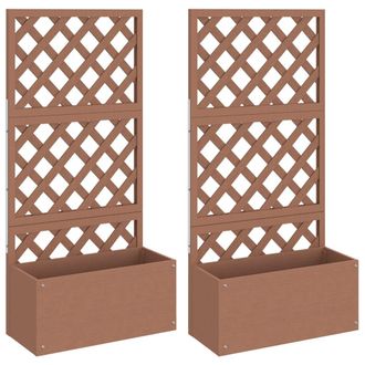 vidaXL Jardineras Con Enrejado 2 Unidades Wpc Marr&oacute;n 65x33x135 Cm Vidaxl