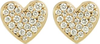 Alinka 18kt yellow gold Caviar Heart diamond stud earrings - women - White Diamond/18kt Yellow Gold - One Size