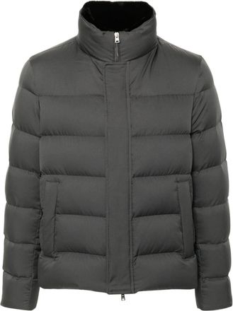 Herno logo-plaque puffer jacket - men - Polyamide/Polyester/Polyurethane/Goose Down/Goose Feather - 54 - Grey