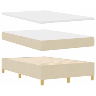 vidaXL Cama Tipo Box Spring Con Colch&oacute;n Crema 120 X 200 Cm Tela Vidaxl