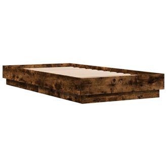 vidaXL Estructura De Cama Con Luces Led Roble Ahumado 90x190 Cm Vidaxl