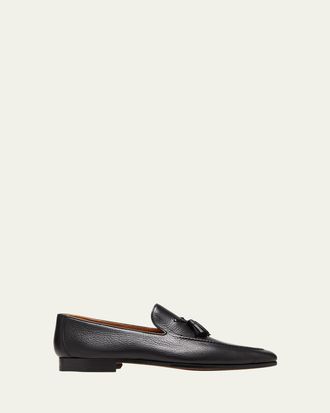 Magnanni Mens Seneca Grained Leather Tassel Loafers