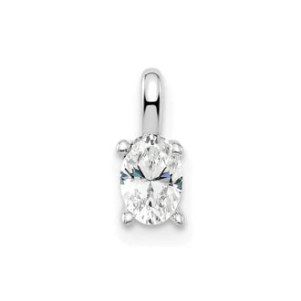 Diamond2Deal 14k White Gold 1/3 Ct Oval Cut Lab Grown Diamond Solitaire Pendant