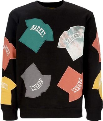 Market Zwarte Crewneck Sweatshirt met Patch - Heren - Sweatshirts - Zwart - XL - Katoen - Hoodies & sweatvesten