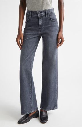 Lafayette 148 New York Wyckoff Stretch Denim Wide Leg Jeans in Washed Slate at Nordstrom, Size 30
