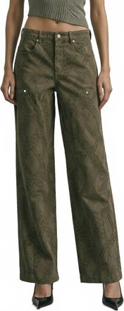 Avec Les Filles Stretch Cotton Paisley Camo Carpenter Jeans In Green