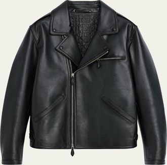 Berluti Mens Un Jour Patina Leather Moto Jacket