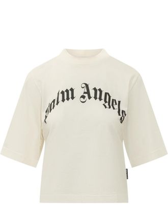 Palm Angels Off White Logo Crew Neck T-Shirt