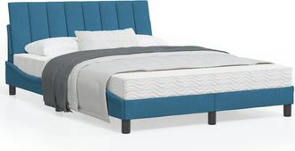 vidaXL Estructura De Cama Con Luces Led Terciopelo Azul 140x190 Cm Vidaxl
