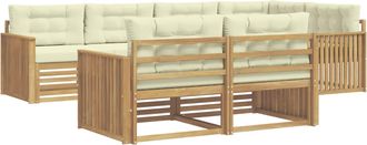 vidaXL Conjunto De Sof&aacute;s De Exterior 7 Uds. Blanco Y Crema Poli&eacute;ster Vidaxl