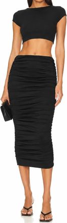 Heiress Beverly Hills Ruched Sculpt Midi Skirt In Black