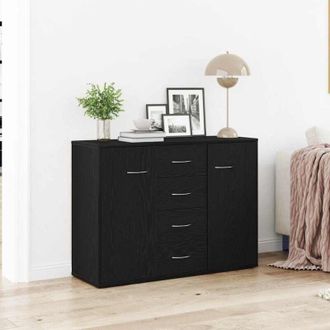 vidaXL Credenza Rovere Nero 88x30x64 cm in Legno Multistrato - Vidaxl