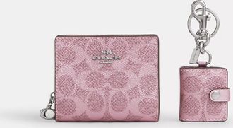 Coach Boxed Snap Wallet And Picture Frame Charm In Signature Canvas