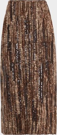 Brunello Cucinelli Sequined Boucle Midi Skirt