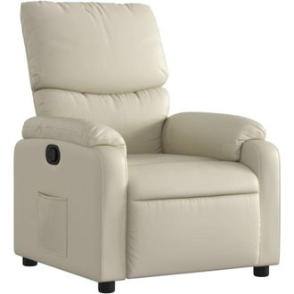 vidaXL Sill&oacute;n Reclinable De Cuero Sint&eacute;tico Crema Vidaxl
