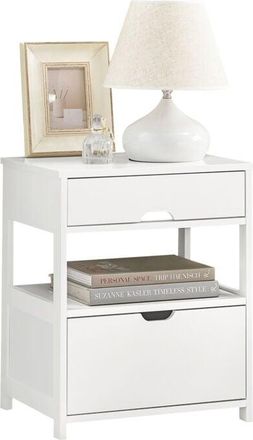 SoBuy Home Wood Beside End Table with 2 Drawers,White,FRG258-W - Sobuy