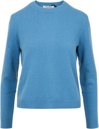 Max Mara S Max Mara Sweaters Avion Blue - Dames - Ronde hals truien - Blauw - L - Wol - Truien & Vesten