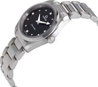 Omega Pre-owned Omega Seamaster Aqua Terra Black Diamond Dial Ladies Watch 220.10.28.60.51.001