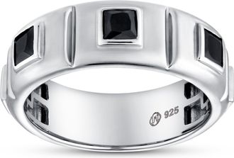 LuvMyJewelry Ronin 2.15CT Trio Black Spinel Ring 925 Silver