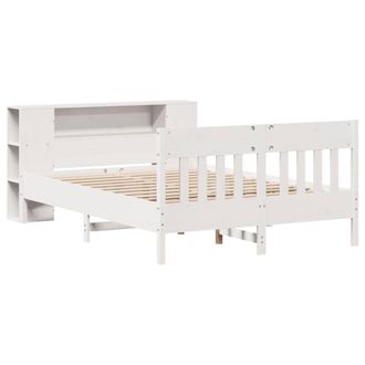 Berkfield Home Decorative Bookcase Bed without Mattress White 140x190cm Solid Wo | Size: 140x190 cm