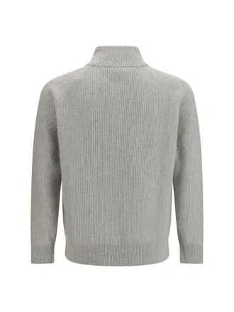Lardini Wool and Cashmere Zip Sweater - Gray