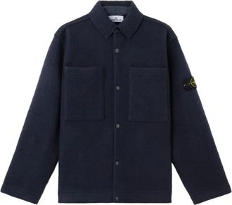 Stone Island Giacca-camicia in lana vergine - Blu