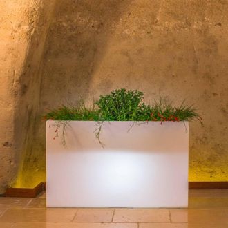 Monacis Macetero Moderno, Alto, De Dise&ntilde;o, Luminoso, 90x30 Cm, H80 Cm, En Pol&iacute;mero Con Led Blancos, Para Interior Y Exterior - Hecho En Italia - Monacis