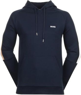 HUGO BOSS Mens Signature Stripes Iconic Hoodie, Dark Blue