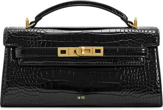 JW PEI Noor Top Handle Bag in Black Croc at Nordstrom