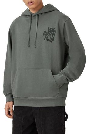 AllSaints Orlando Logo Cotton Graphic Hoodie in Gastor Green at Nordstrom, Size X-Large