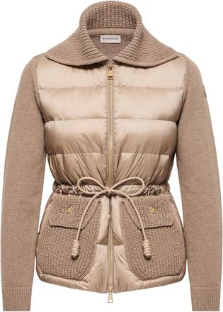 Moncler Moncler Wool & Cashmere Blend Padded Zip-up Cardigan, Women, Beige, Size: Xl