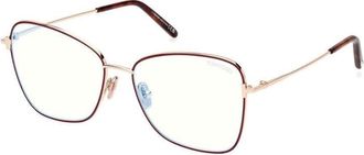 Tom Ford Eyeglasses Butterfly Full Rim, Ivory/gold Frame And Clear Demo Lens Lens Ft5906-B025
