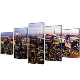 vidaXL Set Decorativo De Lienzos Pared Nueva York Panor&aacute;mica 200x100cm Vidaxl