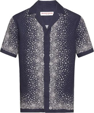 Orlebar Brown Camicia Maitan in lino a fiori - Blu