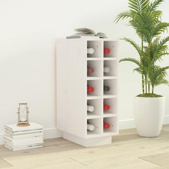 vidaXL Vidaxl - Botellero Madera Maciza De Pino Blanco 23x34x61 Cm