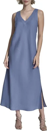 DKNY V-Neck Panel Linen Dress