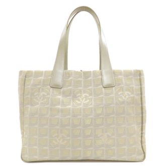 Chanel Silver Yellow Nylon Jacquard Tote Bag (Pre-Owned)