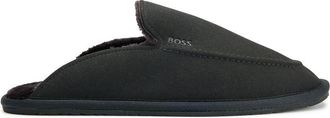 HUGO BOSS Mens Home Mule Slippers - Black Textile - Size UK 7